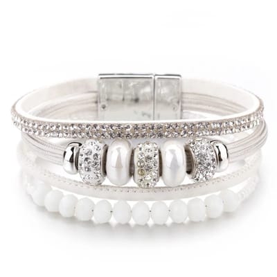 Sorprese armband - Pearl - armband dames - leer - wikkelarmband - parel - cadeau - Model S - Cadeau