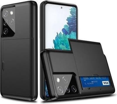 Hoesje geschikt voor Samsung Galaxy S20 Plus - Backcover - Hardcase - Pasjeshouder - Portemonnee - Shockproof - TPU - Zwart