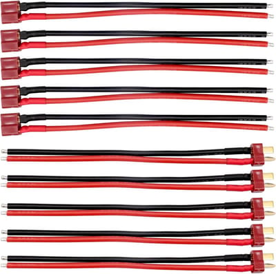 VVGoods - T-Plug Connectors 5 Stuks Man en Vrouw Deans met 14AWG Siliconen Draad voor RC Drone Batterij.