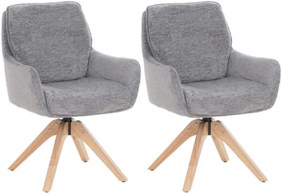 Set van 2 eetkamerstoelen MCW-Q37, draaibare keukenstoel, stof (680 g/m²) chenille, Oeko-Tex, hout MVG ~ grijs