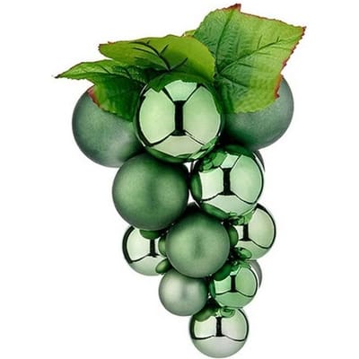 Krist+ Kerstornament druiventros - groen - 28 cm - kunststof - kersthanger fruit - wijn thema - decoratie druiven
