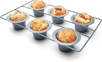 Bakvorm - Muffin pan - Kleine gebakjes maken - Antiaanbaklaag - 6 cups - Grijs