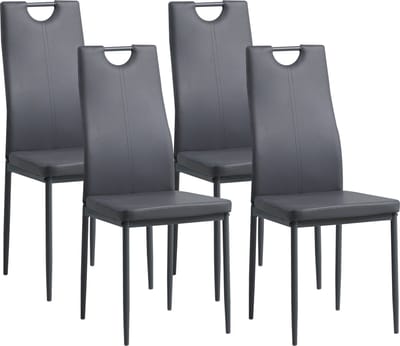 ALBATROS Eetkamerstoel Salerno Set van 4, Grijs - Stijlvol Italiaans Ontwerp, Kunstleer Bekleding, Comfortabele Gestoffeerde Stoel - Moderne Keukenstoel, Eetkamerstoel of Eettafelstoel