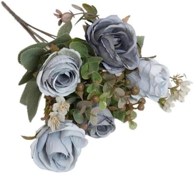 Kunstbloemen Roos - Zijden Bloem - Huis Decoratie - Levensecht Uiterlijk - 1 Stuk - Blauw
