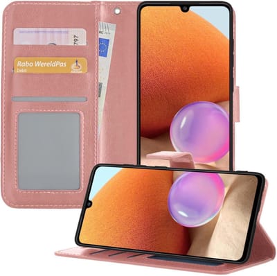 Hoesje - Geschikt voor Samsung Galaxy A32 4G - Luxe Bookcase - Walletcase Hoes - Portemonnee - Cover - Telefoonhoes - Rosé goud