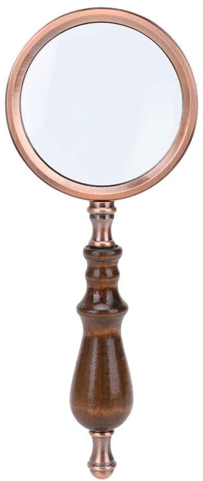 Dailygoods- Vergrootglas 10x Hoge Vergroting - Handheld - Afneembaar Houten Handvat - Zinklegering - Optische Glazen Lens - Stevig en Praktisch - Leesloep