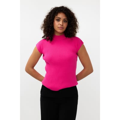 EsQualo Sweater Col Slv/lss Rib Neon Cerise Größe: S | Tanktops Outlet | Damen | Rosa