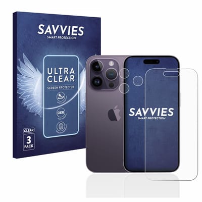 Savvies - Screenprotector voor Apple iPhone 14 Pro (Voor+Camera) - Folie Beschermfolie transparant 6 Stuks