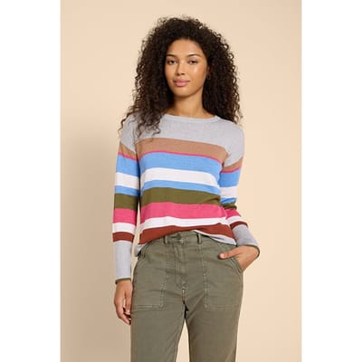 White Stuff Olive Stripe Jumper Grey Size: 10 | Knitted Sweaters Outlet | Dames | Groen