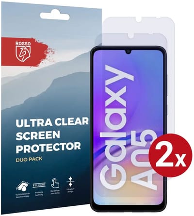 Rosso Screen Protector Ultra Clear Duo Pack Geschikt voor Samsung Galaxy A05 | TPU Folie | Case Friendly | 2 Stuks