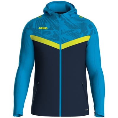 Jako Iconic Jas Met Kap Kinderen - Marine / Jako Blauw / Fluogeel | Maat: 128