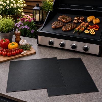 Pradeo - Set Van 2 Stuks - Barbecue Grillmat - BBQ Anti Aanbak Matje - Teflon - Oven Beschermer - Herbruikbare Grillmatten - 40x30cm - Gesloten Variant