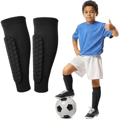Voetbal Scheenbeschermers - Shin Guards Kinderen - Sport Bescherming - Honingraat Structuur - 28 cm Lengte - Zwart