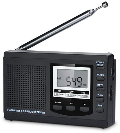 Unyqoos® Draagbare digitale radio met uitgebreide banden en wekkerfunctie