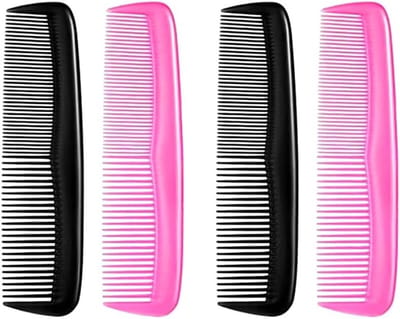 Professionele Haarstyling Kam Set van 4 Stuks, Plastic Kammen voor Haarverzorging en Styling, Fijne en Standaard Tanden