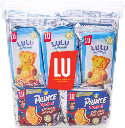 LU kids mix: Lulu chocolade beertjes & Prince Pocket chocolade koekjes - 33 stuks - koekjes met chocolade - 1130g