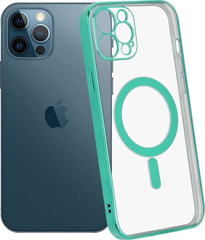 ShieldCase Hoesje geschikt voor Apple iPhone 12 / 12 Pro MagSafe - hoesje transparant Magneet metal coating - groen