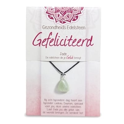 wenskaart - edelsteen ketting - Gefeliciteerd