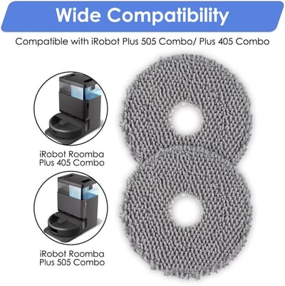 Dailygoods- Mop Pads - 4 Stuks - Perfect Compatibel met iRobot Plus 505/405 - Premium Microvezel - Sterk Absorberend - Milieuvriendelijk - Dweilpads