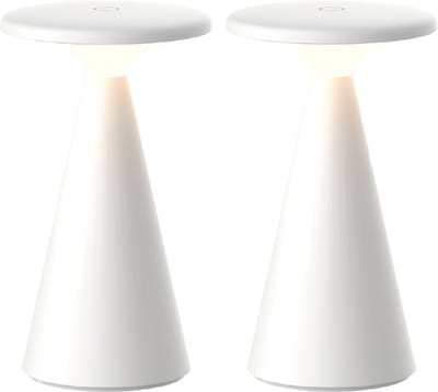 Luxus Europe - Tafellamp Zakynthos - Set van 2 Wit - Draadloze Tafellamp Buiten - Oplaadbaar - USB-C - Dimbaar - Warm Wit - Waterbestendig