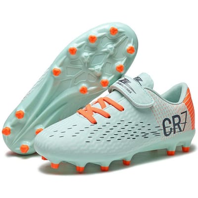 Tiener Student CR7 Lage Voetbalschoenen Jongens Meisjes, TF AG Noppen Kunstgras Buiten Training Voetbalschoenen 28 white