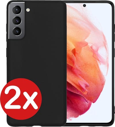 Hoesje - 2 Stuks - Geschikt voor Samsung Galaxy S21 - Sterk & Shockproof - Telefoonhoes - Back Cover - Case Siliconen - Telefoon Hoes - Zwart