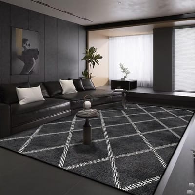 Modern Geometrie Groot Woonkamer Tapijt Zwart Decoratie Huis Tapijten Antislip Kleden voor Slaapkamer Decor Lounge Sofa Vloermat 100*200cm