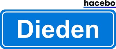 Hacebo - Plaatsnaam Sticker - 29x10 CM - Dieden sticker - Verkeersborden sticker - grappige cadeaus - Dieden