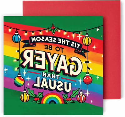 Grappige Kerstkaart - Feestelijke Wens - Vrolijk Kerstfeest - Brutaal Ontwerp - 148cm vierkant - Multicolor