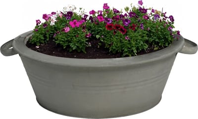 Mega Collections Teil/plantenpot/bloempot Farmer - zink - donkergrijs - D23 X H11 cm