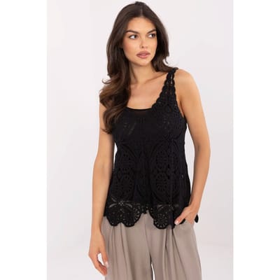Lace Noir Top - Zwart / One Size