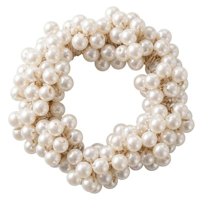 Parel haar elastiek dames – elastische haar band met parel details – decoratief haar accessoire in wit parel kleur – stijlvolle scrunchie look