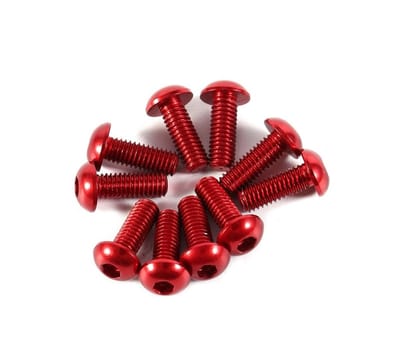 Kleurige M3 6-10mm Ronde Knop Cylindrische Hoofdschroeven van Aluminium - Set van 10 Stuks, Geschikt voor Diverse Toepassingen