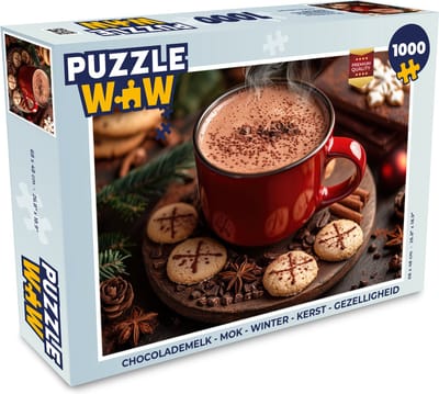 Puzzel Chocolademelk - Mok - Winter - Kerst - Gezelligheid - Legpuzzel - Puzzel 1000 stukjes volwassenen - Kerstpuzzel - Kerstpuzzels - Kerst - Cadeau - Kerstcadeau voor mannen, vrouwen en kinderen