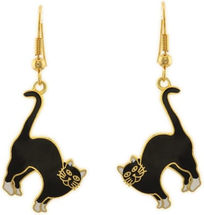 Behave - Oorhangers met kattenhanger zwart - Speelse retrostijl
