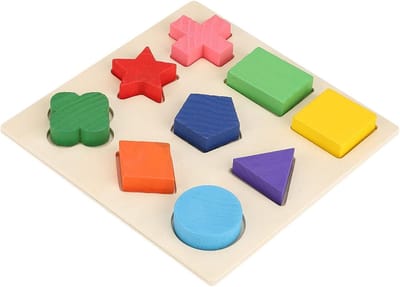 Houten Vormen Puzzel - Geometrische Sorteerder Speelgoed - Vroege Ontwikkeling - Kindveilig Hout - 15 x 15 cm - Multicolor