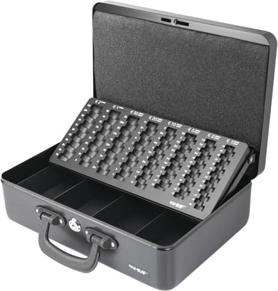 Geldcassette met Handgrepen - 36 x 25 x 11 cm - Zwart