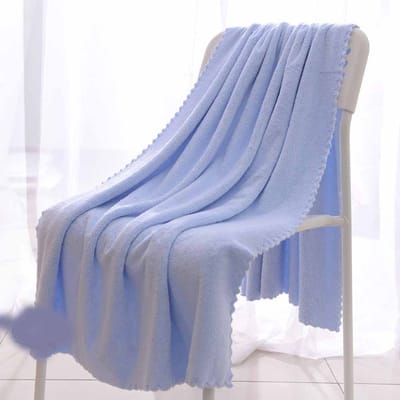 Serviettes de bain en microfibre à forte Absorption d'eau, à séchage rapide, douces et respectueuses de la peau, 70x140cm bleu