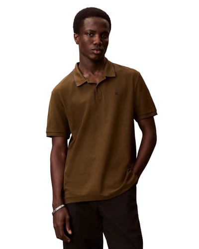 Calvin Klein Ss Refined Pique Tip Polo Crude Green Taglia: S | Polo Outlet | Uomo | Verde