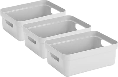 Sunware Opbergbox - 3x - kunststof - wit - 9 liter - Opbergbakken - Opbergmanden
