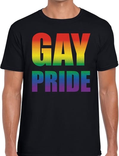 Gay pride t-shirt zwart - zwart gaypride shirt voor heren - Gay pride S