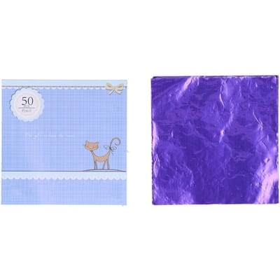 50 Stuks DIY Bakverpakking Papier Glanzend Tinfoil Papier voor Thuis Chocolade Zoet BakkerijPaars white