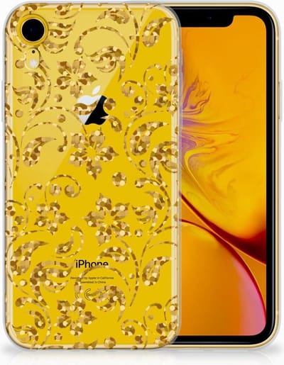 Apple iPhone Xr TPU Case Gouden Bloemen