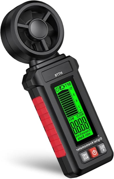Handheld Anemometer - Windmeter - Weer Meten - Temperatuur Richting - 155 x 52 mm - Grijs