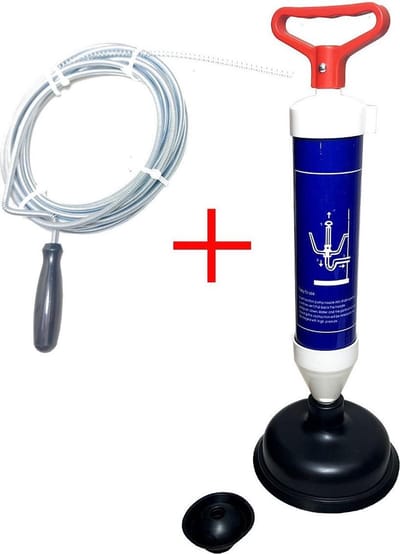 Ontstopper zuignap pomp drukpomp plopper + Rioolveer Ontstoppingsveer 8mm 5 meter toilet badkuip douche gootsteen