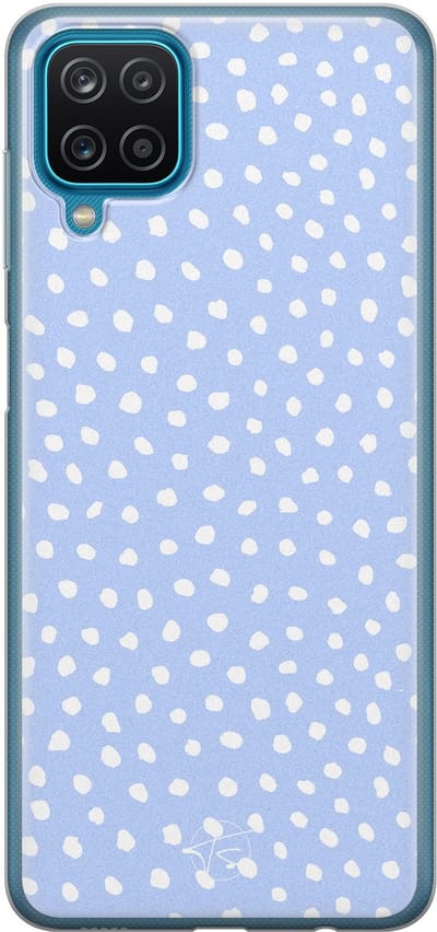 Hoesje geschikt voor Samsung Galaxy A12 - Paars lila stippen - Soft Case - TPU - Gestipt - Paars - Mooie Telefoonhoesjes