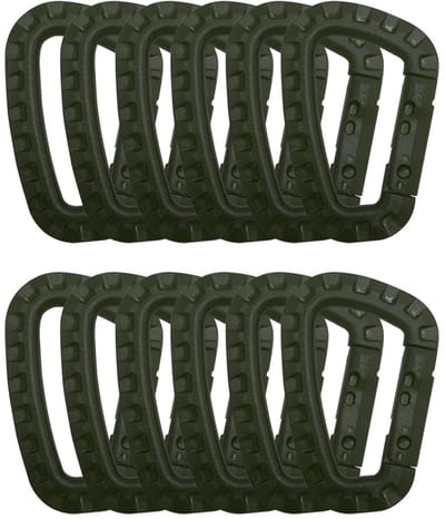 Unyqoos® Set van 12 D-vormige karabijnhaken van stevig kunststof voor veelzijdig gebruik