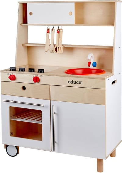 Educo Houten Keukenblok - Kinderkeuken speelgoed - Inclusief accessoires