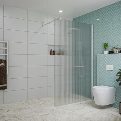 FugaFlow Eccelente Vetro inloopdouche badkamer - 120x200cm - ribbelglas - wandarm - mat wit