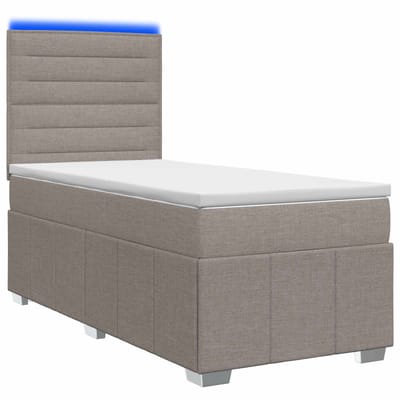 vidaXL - LED - Boxspringbed - met - Matras - Taupe - 100 - x - 200 - cm - Stof